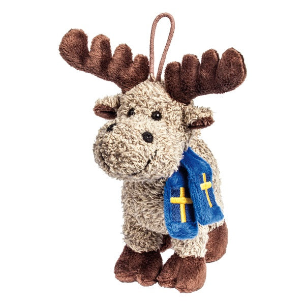 Stående Älg med halsduk och flaggor / Standing Moose, soft toy
