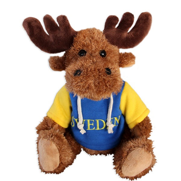 Älg med blå-gul hood Sweden / Moose soft toy