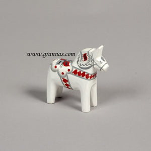 Dalahäst, white, red, grey 7 cm